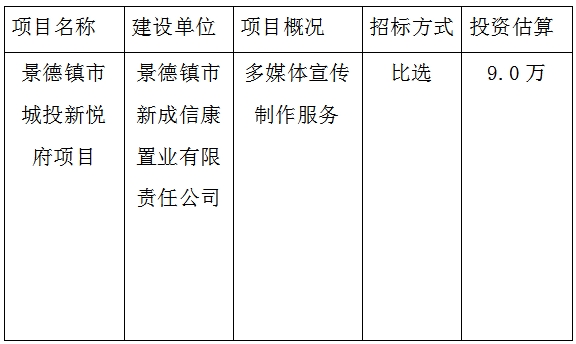 宣傳廣告、攝制招投標