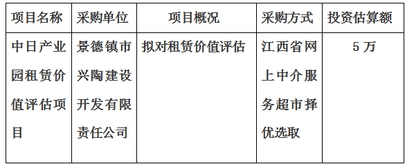 中日產(chǎn)業(yè)園租賃價(jià)值評估項(xiàng)目