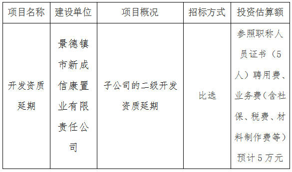 新成信康(二級(jí))開(kāi)發(fā)資質(zhì)第三方比選公告